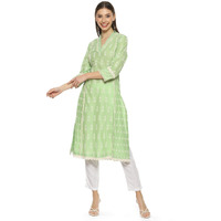 BIBA Cotton Women Solid; Embroidred Regular Mix and Match Kurta (Color Po19315_Green_42)