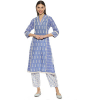 BIBA Cotton Women Solid; Embroidred Regular Mix and Match Kurta(Color Po19315_Lilac_42)