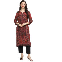 BIBA Women Printed Straight Mix and Match(Jamawar 19681_Dull RED_34)