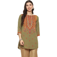 BIBA Women Printed Straight Mix and Match(Tops & T19730_Green_42)