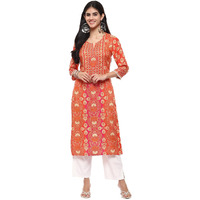 BIBA Women Printed Straight Mix and Match(MNMASSORTED19365_Orange_32)