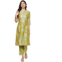 BIBA WOMEN PRINTED STRAIGHT MIX AND MATCH(FESTIVE 2208_OLIVE_32)