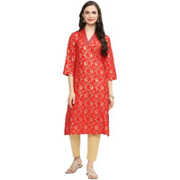 BIBA Women Printed Straight Mix and Match(Festive 19497_RED_36)