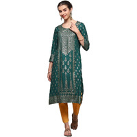 BIBA Women Printed Straight Mix and Match(Festive 19868_BOTLE Green_42)