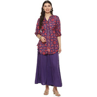 BIBA WOMEN PRINTED SHORT_KURTA MIX AND MATCH(PANT SET2201_PURPLE_38)