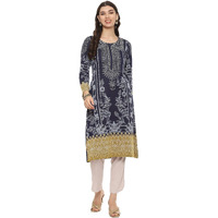 BIBA Women YARNDYED Straight Mix and Match(Winter W19895_Navy_34)