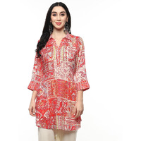 BIBA Viscose Women Printed Straight Kurta Mix and Match (Sanganer Patchwork20157_Fuchsia_32)