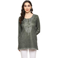 BIBA Women Printed Straight Mix and Match(Winter W19900_Green_42)