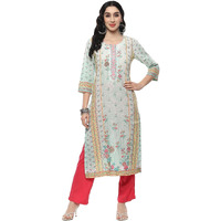 BIBA Cotton Women's Printed Straight Kurta Mix and Match(Assorted20622_Mint_32)