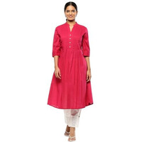 BIBA Women's Cotton Solid Regular Kurtas (SLDCR21227EAW24BRPNK_Berry Pink