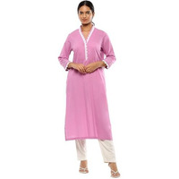 BIBA Women's Cotton Solid Regular Kurtas (SLDCR21229EAW24FNPNK_Fondant Pink