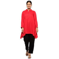 BIBA Women's Rayon Solid Regular Kurtas (SLDCR21590EAW24TOMRD_Tomato Red
