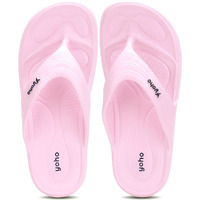 YOHO Drizzle Soft Slippers for Women | Mild Acupressure | Lightweight, Pink UK8