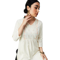 Max Women's Rayon Straight Kurta (Ckti31102Off White_Off), Large