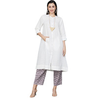 MELANGE by Lifestyle Women Off White Linen Regular Fit Solid Kurta_XXL