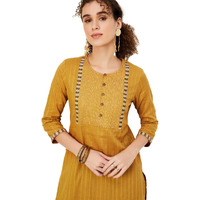 Max Women's Cotton Blend Straight Shirt (WWKI31006MUSTARD_Mustard
