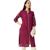 Max Women's Cotton Blend Regular Shirt (WKPT31106WINE