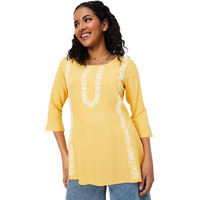 Max Women's Rayon Blend Regular Kurta (SKSP41001_Mustard_XL
