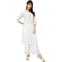 Max Women's Cotton Blend Regular Kurta (MAWWSU24EL_Off White_L