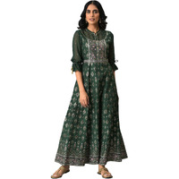 Aurelia Pink Foil Pattern Cotton Anarkali Kurta with Sequins
