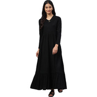 Aurelia Women's Acrylic Regular Kurta (22NOA13735-703177_Black