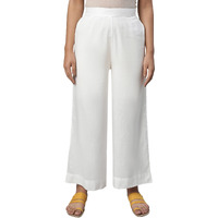 Aurelia White Solid Palazzo Pants for Women