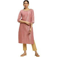 W for Woman Women's Cotton Blend Solid Regular Kurta (23AUW12748-313368_Purple