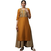 Aurelia Women's Viscose Regular Kurta (23AUA14584-704197_Yellow