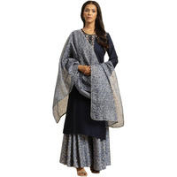 W for Woman Polyester Women Cobalt Blue Solid Kota Dupatta_23Auw82070-122395_Free Size