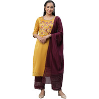Aurelia Women Kurta, Palazzo & Dupatta 23AUAS14190-704231-Yellow-XL