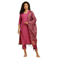 W for Woman Women's Viscose Kurta, Slim Pant & Dupatta (23AUWS19527-220351_Pink
