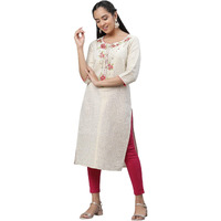Aurelia Women's Cotton Blend Regular Kurta (24FEA14203-703930_Off White
