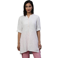 Aurelia Women's Rayon Solid Regular Kurti (24FEA30427_White