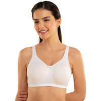 NYKD Encircled with Love Everyday Cotton Bra for Women Non Padded, Wirefree, Full Coverage - Side Support Shaper - Bra, NYB169, WHITE, 34D, 1N