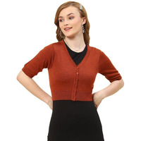 Monte Carlo Rust Multi Solid V Neck Blouse