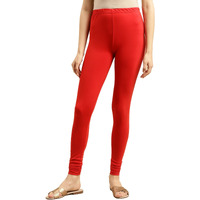 rangita Women Cotton Red Solid Full Length Churidar, M