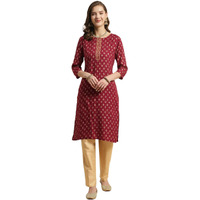 rangita Maroon Rayon Knee Length Embroidered Straight Kurti for Women | Kurta for Women_M