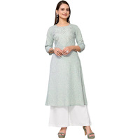 rangita Mint Green Rayon Calf Length Embroidered A-line Kurti for Women | Kurta for Women_L