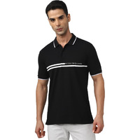 Peter England Men's Everyday Solid Regular Fit Polo | Cotton Rich | Premium Pique Weave Black