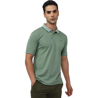 Peter England Men's Premium Branded Regular Fit Half Sleeve Polo T-Shirt | Cotton Rich | Birds Eye Interlock Weave Green