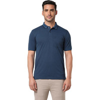 Peter England Men's Premium Branded Regular Fit Half Sleeve Polo T-Shirt with Pocket | Cotton Rich | Birds Eye Interlock Weave Navy