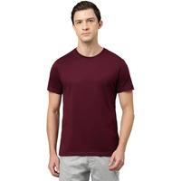 Van Heusen Men's Solid Regular Fit T-Shirt (IHTS1LPWE60052_Port Wine