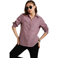 HIGH STAR Women's Oversized Fit Shirt (HSWSHW23509_MV_Purple