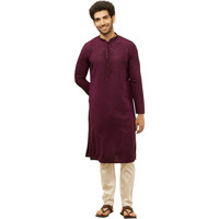 Manyavar Mens Purple Viscose CHIKANKARI Kurta Pyjama Set