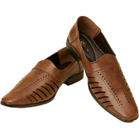 Manyavar Brown Self Texture Loafers Juti|Men's Ethnic Jutti | Juttis and Mojaris|Loafers