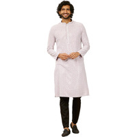 Manyavar Lilac Viscose Embroidery|Sequin Work Kurta Pyjama Set for Men