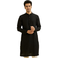 Manyavar Men's Spandex Self Design Kurta (Black,XL)