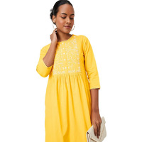 Max Women's Cotton Blend Regular Kurta (VIEKPA24LUYELLOW_Yellow