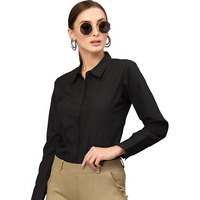 Style Quotient Women Solid Black Polycotton Regular Formal Shirt