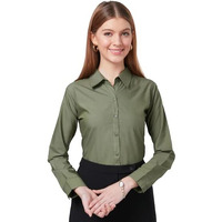 Style Quotient Women Solid Olive Polycotton Regular Formal Shirt